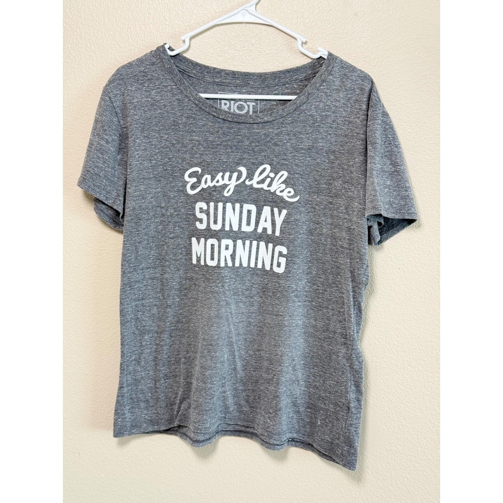 Sub_Urban Riot Womens Easy Like Sunday Morning Graphic Tee Grey Heather Medium